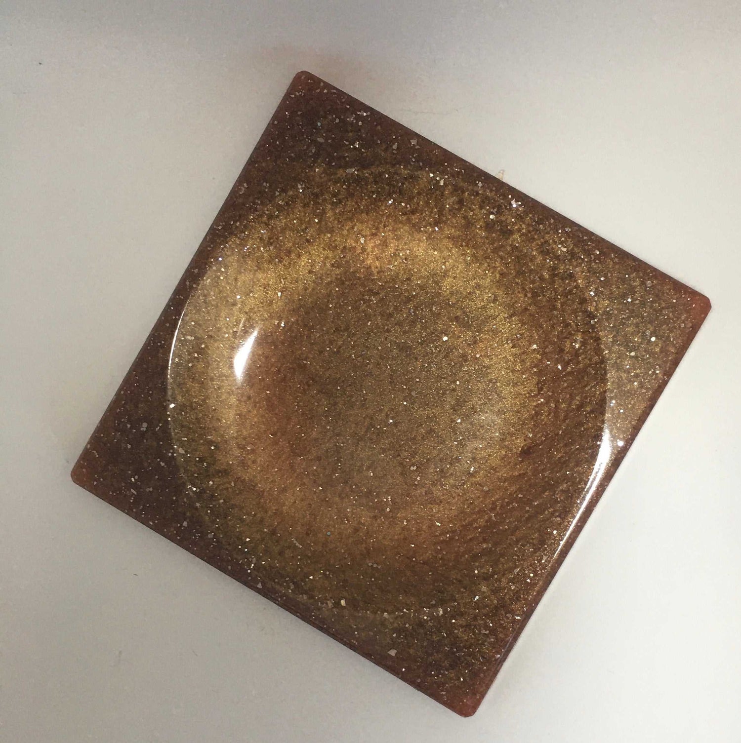 Handmade sparkle square soap dish mocha/silver